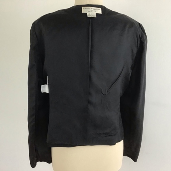 Rena Rowan for Saville zip front collarless tailored lined blazer Sz 12 VTG EUC - Picture 8 of 10